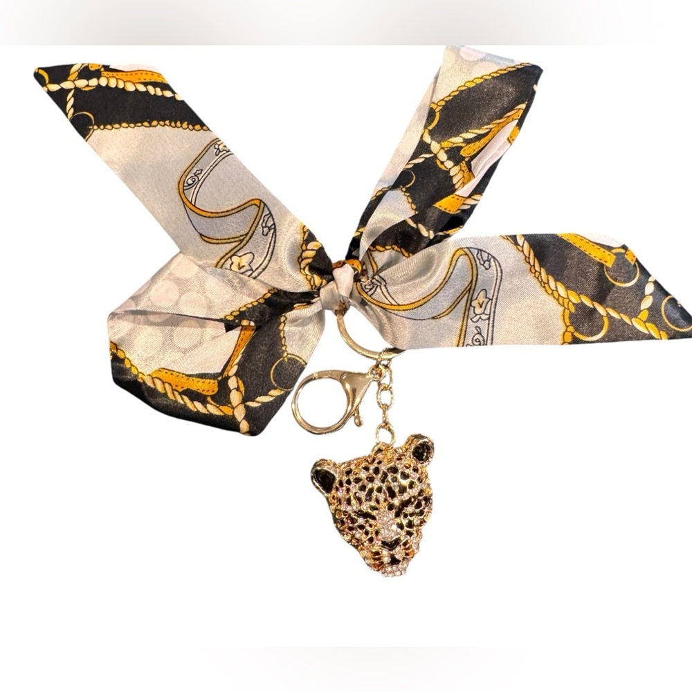 Elegant Gold and Black Scarf Keychain Bag Chain